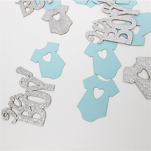Glitzerndes Konfetti, goldfarben, rosa, blau, kleine Kleidung, Hochzeit, Babyparty, erster Geburtstag, Tischdekoration, Geburtstagsdekoration für Mädchen (silber-blaues Mädchen) von LAUOFSHA