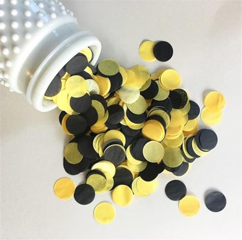 Konfetti, 25 g, 1 cm, Papier, schwarz, weiß, gelb, rund, Hochzeit, Geburtstag, Party, Dekoration, Junggesellenabschied, Tischveranstaltung, Partyzubehör, Geburtstagsdekoration für Mädchen (schwarz und Konfetti, 25 g, 1 cm, Papier, schwarz, weiß, gelb, rund, Hochzeit, Geburtstag, Party, Dekoration, Junggesellenabschied, Tischveranstaltung, Partyzubehör, Geburtstagsdekoration für Mädchen (schwarz und von LAUOFSHA