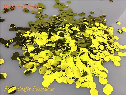 Mini-Konfetti-Kreise, 10 g/Beutel, 1 cm, rund, Seidenpapier, Kreise, Hochzeit, Babyparty, Geburtstag, Party, Tischdekoration, Geburtstagsdekoration für Mädchen (MC31, PVC, Gold) von LAUOFSHA