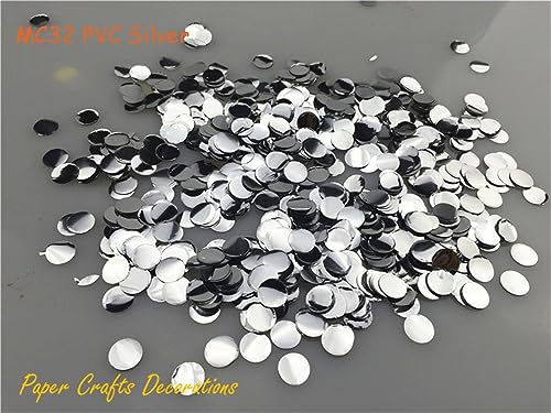 Mini-Konfetti-Kreise, 10 g/Beutel, 1 cm, rund, Seidenpapier, Kreise, Hochzeit, Babyparty, Geburtstag, Party, Tischdekoration, Geburtstagsdekoration für Mädchen (MC32, PVC, Silber) von LAUOFSHA