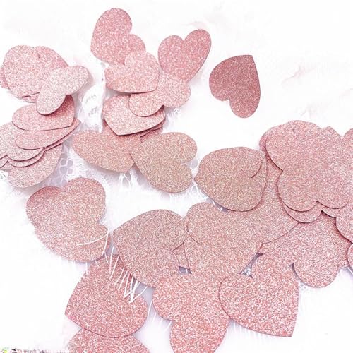 Tischkonfetti in Sternform, glitzernd, 3 cm, glitzernd, rotgoldenes Papier, Konfetti-Box, Dekoration, Geschenkfüller, Hochzeitsbedarf, Geburtstagsdekoration für Mädchen (Herz), 100 Stück von LAUOFSHA