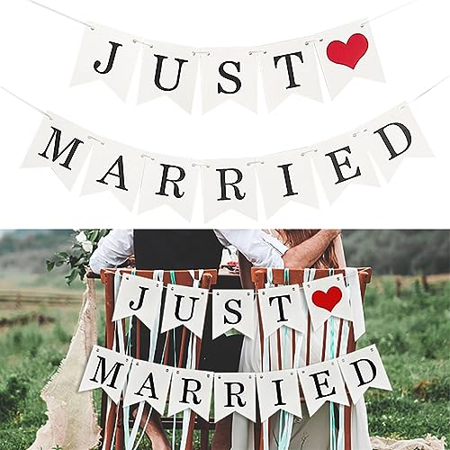 Weiße Papiergirlande "Just Married", Vintage-Papiergirlande, Aufschrift "Marry Me", Banner, Hochzeit, Foto-Requisiten, Wimpelkette für Brautparty, Party, Stuhl, Dekoration, Geburtstagsdekoration für Weiße Papiergirlande "Just Married", Vintage-Papiergirlande, Aufschrift "Marry Me", Banner, Hochzeit, Foto-Requisiten, Wimpelkette für Brautparty, Party, Stuhl, Dekoration, Geburtstagsdekoration für von LAUOFSHA