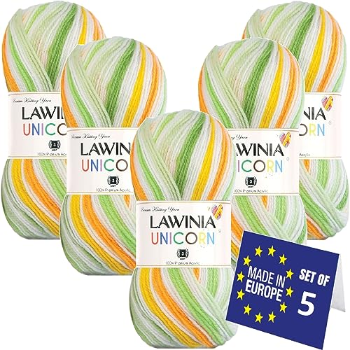 LAWINIA UNICORN Ultraweich Wolle Farbverlauf, Babywolle Zum Stricken Weich, 100g x 5 Hypoallergen & Vegan Strickgarn, Bunte Wolle, Wolle Zum Häkeln Farbverlauf, Häkelwolle Für Decke, Dullover, Socken von LAWINIA