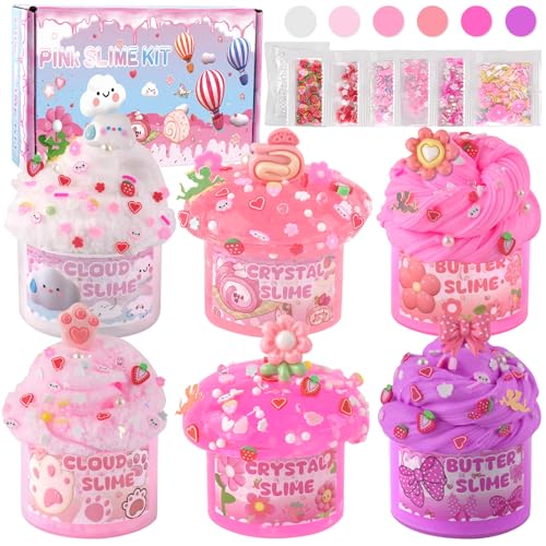 LAWOHO 6 Stück Farbverlauf Rosa Slime Set - Fluffy Cloud Wolkenschleim, Clear Slime & Butter Schleim, Mitgebsel Kindergeburtstag Schleim, Halloween Weihnachten Geschenk für Mädchen, Jungen(Picknick) LAWOHO 6 Stück Farbverlauf Rosa Slime Set - Fluffy Cloud Wolkenschleim, Clear Slime & Butter Schleim, Mitgebsel Kindergeburtstag Schleim, Halloween Weihnachten Geschenk für Mädchen, Jungen(Picknick) von LAWOHO