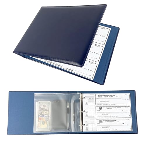Business Check Ordner mit 3 Ringen für Schreibtischbücher, passend für 3 und 9 Löcher, kariertes Kunstleder (29,8 x 22,9 cm), Königsblau von LAXAMOTEL