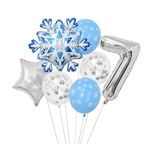 Party Baby Luftballons, Party Luftballons Set 1 Set Schneeflocke Anzahl Folienballons Konfetti Latex Ballon Winter Kindergeburtstag Party Dekoration Lieferungen (Color : 7pcs set6) (Color : 7pcs Set7 von LAXTO