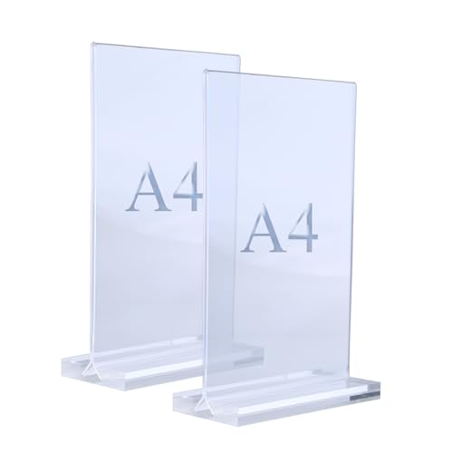 LAXZANT Tischaufsteller preisschilder kartenständer, acryl aufsteller für getränkekarte Menüs, Preiskarten, photocard holder (2x A4) von LAXZANT