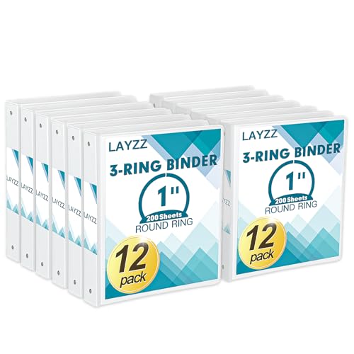 Kamota 3-Ringbuch, 2,5 cm, 3 Ringe mit 2 Taschen, runde Ringordner, transparenter Einband, für Briefgröße 21,6 x 27,9 cm, Papier, PVC-frei, geeignet für Schule, Zuhause und Büro, 12 Stück (weiß) Kamota 3-Ringbuch, 2,5 cm, 3 Ringe mit 2 Taschen, runde Ringordner, transparenter Einband, für Briefgröße 21,6 x 27,9 cm, Papier, PVC-frei, geeignet für Schule, Zuhause und Büro, 12 Stück (weiß) von LAYZZ