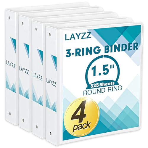 Kamota 3-Ringbuch, 4 Stück, 3,8 cm, 3 Ringe mit 2 Taschen, runde Ringbücher, transparenter Einband, Ordner für Briefgröße 21,6 x 27,9 cm, Papier, PVC-frei, geeignet für Schule, Zuhause und Büro (weiß) Kamota 3-Ringbuch, 4 Stück, 3,8 cm, 3 Ringe mit 2 Taschen, runde Ringbücher, transparenter Einband, Ordner für Briefgröße 21,6 x 27,9 cm, Papier, PVC-frei, geeignet für Schule, Zuhause und Büro (weiß) von LAYZZ