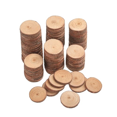 LAZACA Holzscheiben zum Basteln Klein Deko Holz Log Scheiben Unvollendete DIY Handwerk Holz-Scheiben Hochzeit Mittelstücke Weihnachten Dekoration Baumscheibe (100 Stück(3-4CM)) von LAZACA