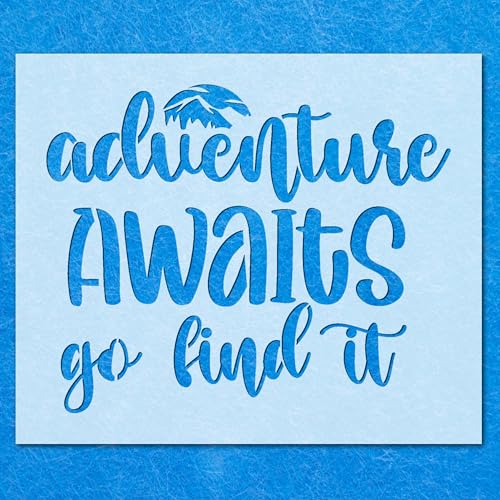 Adventure Awaits Go Find It Schablone, Mylar-Airbrush-Malerei, Wandkunst, Handwerk von LAZER NINJA
