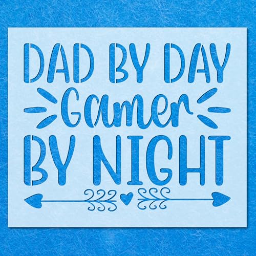 Airbrush-Schablone mit Zitat "Dad by Day Gamer by Night", Mylar-Schablone für Airbrushmalerei von LAZER NINJA