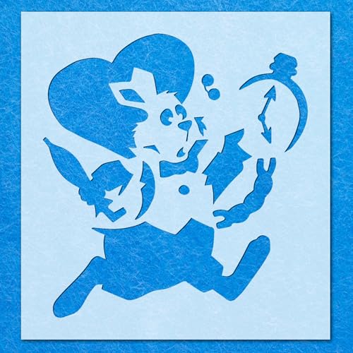 Alice und Wunderland Hasen-Schablone: Mylar-Airbrush-Wandkunst, Malerei, Basteln, A3-Schablone, Designgröße (275 mm, 255 mm) von LAZER NINJA
