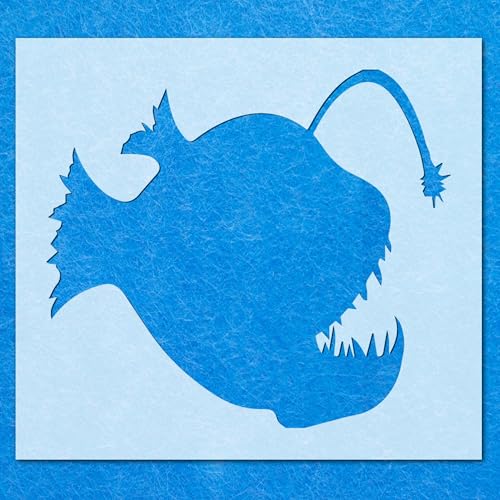Anglerfisch-Schablone: Mylar-Airbrush-Wandkunst, Malerei, Basteln, 190 Mikron, DIY-A4-Schablone, Designgröße (170 mm, 190 mm) von LAZER NINJA