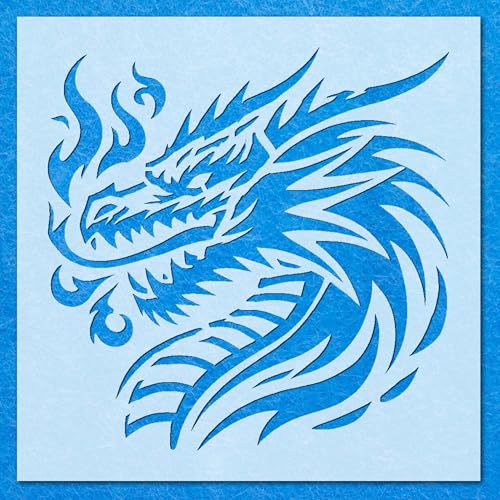 Angry Dragon Mythische Schablone: Mylar Airbrush Wandkunst Malerei Handwerk 2| DIY-A1 Schablone – Designgröße (555 x 554 mm) von LAZER NINJA
