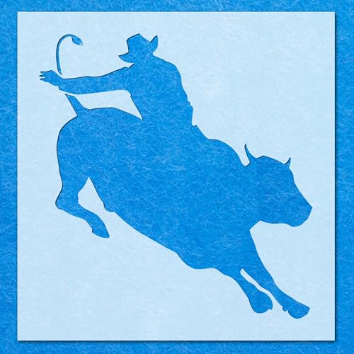 Bull-Rider-Schablone, Mylar-Airbrush-Malerei, Wandkunst, Handwerk von LAZER NINJA