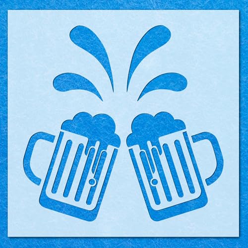 Cheers Chin Chin Beer Glasses Stencil: Mylar Airbrush Wall Art Painting Crafts - A5 Schablone - Designgröße (110 x 108 mm) von LAZER NINJA