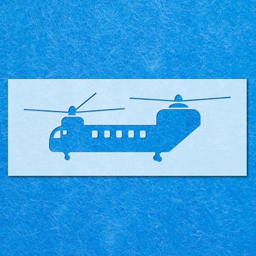 Chinook Helecopter-Luftschablone: Mylar-Airbrush-Wandkunst, Malerei, Basteln, DIY-A6-Schablone, Designgröße (35 mm, 105 mm) von LAZER NINJA