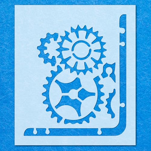 Cogs Eck-Schablone, Mylar-Airbrush-Malerei, Wandkunst, Handwerk von LAZER NINJA