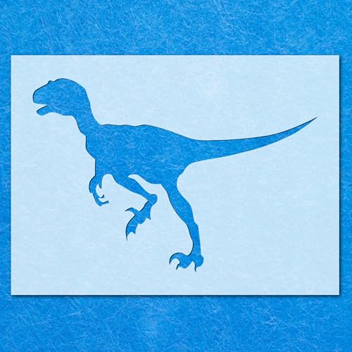 Dinosaurier-Velociraptor-Silhouetten-Schablone, Mylar-Airbrush-Malerei, Wandkunst, Handwerk von LAZER NINJA