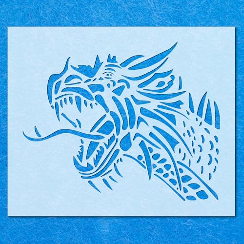 Drachenkopf-Schablone, Mylar-Airbrush-Malerei, Wandkunst, Handwerk Drachenkopf-Schablone, Mylar-Airbrush-Malerei, Wandkunst, Handwerk von LAZER NINJA