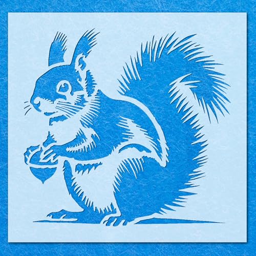 Eichhörnchen-Wild-Schablone: Mylar-Airbrush-Wandkunst, Malerei, Basteln, 2-190 Mikron, A1-Schablone, Designgröße (579 x 554 mm) von LAZER NINJA