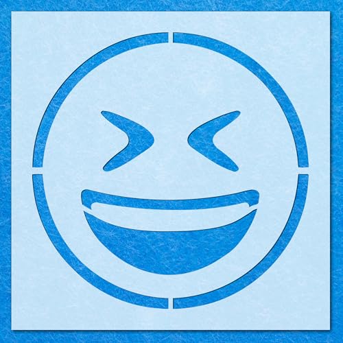 Emoji-Schablone mit lächelnden geschlossenen Augen, Mylar-Airbrush-Malerei, Wandkunst, Handwerk Emoji-Schablone mit lächelnden geschlossenen Augen, Mylar-Airbrush-Malerei, Wandkunst, Handwerk von LAZER NINJA