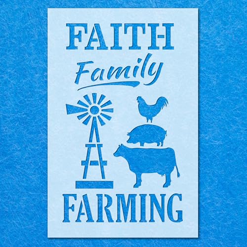 Faith Family Farming Schild Schablone, Mylar Airbrush Malerei Wandkunst Handwerk von LAZER NINJA