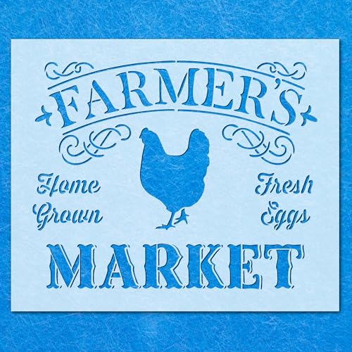 Farmers Market Schild Schablone: Mylar Airbrush Wandkunst Malerei Handwerk | DIY-A4 Schablone - Designgröße (212 x 170 mm) von LAZER NINJA
