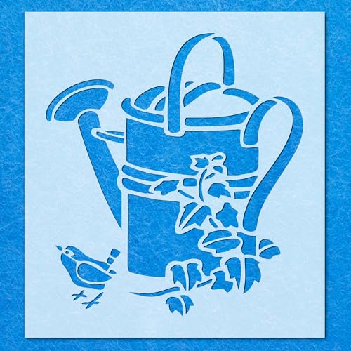 Gießkanne Garten Blumen Vogel Schablone Mylar Airbrush Malerei Wandkunst Handwerk von LAZER NINJA