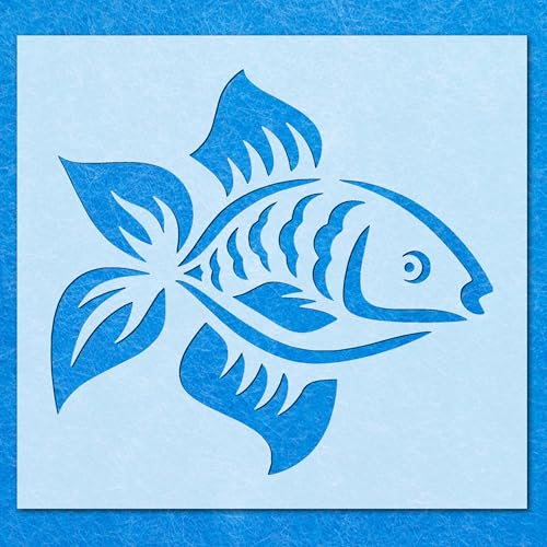 Goldfisch-Haustier-Schablone: Mylar-Airbrush-Wandkunst, Malerei, Basteln, 190 Mikron, A4-Schablone, Designgröße (185 x 170 mm) von LAZER NINJA