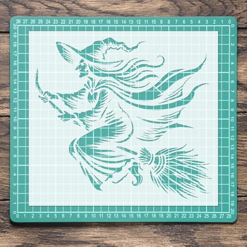 Halloween-Hexen-Schablone: Mylar-Airbrush-Wandkunst, Malerei, Basteln, 2–190 Mikron, A4-Schablone, Designgröße (187 x 170 mm) von LAZER NINJA