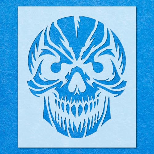 Halloween-Schädel-Schablone: Mylar-Airbrush-Wandkunst, Malerei, Handwerk, 5–190 Mikron, A4-Schablone, Designgröße (209 x 170 mm) von LAZER NINJA
