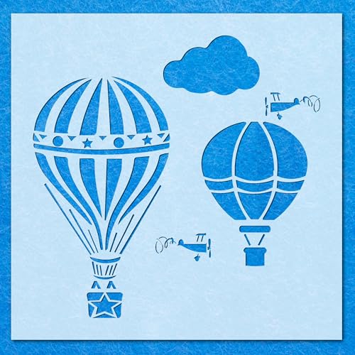 Heißluftballon-Schablone, Motiv: Wolke, Himmel, Mylar, Airbrush, Malerei, Wandkunst, Handwerk von LAZER NINJA
