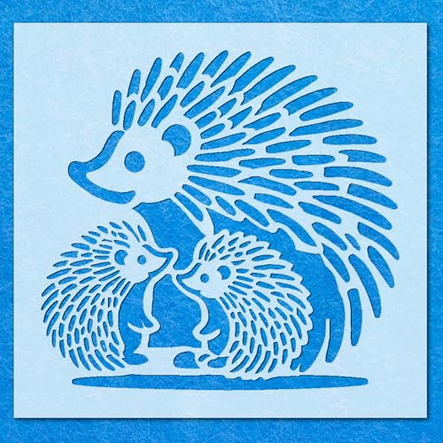 Igelfamilie Schablone: Mylar Airbrush Wandkunst Malerei Handwerk - 190 Mikron - A5 Schablone - Designgröße (114 x 108 mm) von LAZER NINJA
