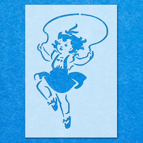 Little Girl Springseil-Schablone, Mylar-Airbrush-Malerei, Wandkunst, Handwerk von LAZER NINJA