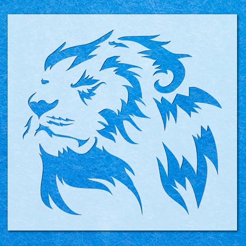 Löwen-Schablone: Mylar-Airbrush-Wandkunst, Malerei, Basteln, 2–190 Mikron, DIY-A2-Schablone, Designgröße (380 mm, 405 mm) von LAZER NINJA