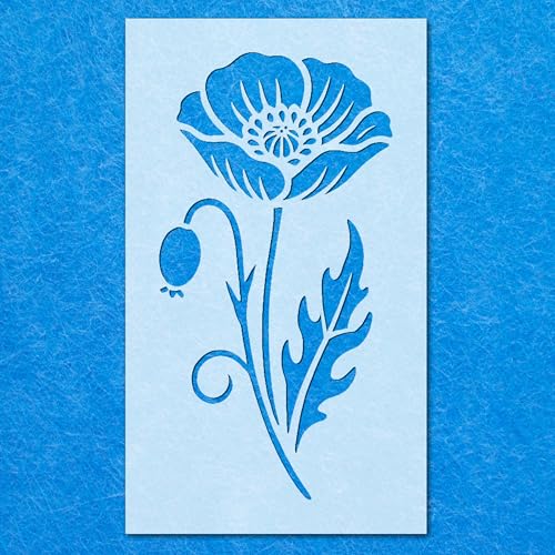 Mohnblumen-Schablone: Mylar-Airbrush-Wandkunst, Malerei, Basteln, 190 Mikron, A4-Schablone, Designgröße (257 x 134 mm) von LAZER NINJA