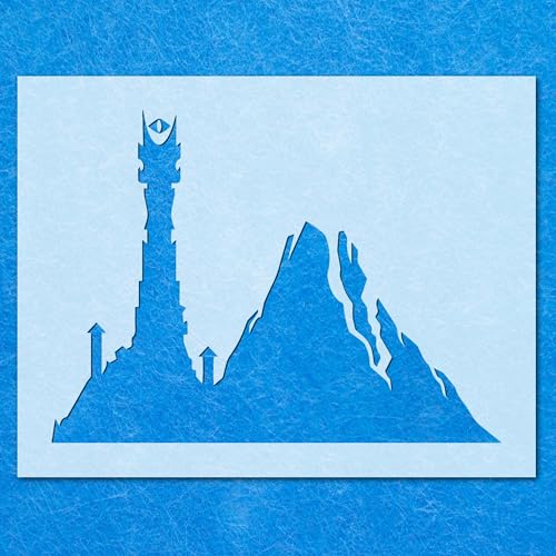 Mordor Schablone Herr der Ringe: Mylar-Airbrush-Wandkunst, Malerei, Basteln, DIY-A5-Schablone, Designgröße (105 mm, 140 mm) von LAZER NINJA