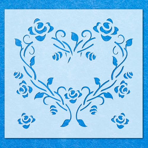 Mylar-Schablone für Airbrush-Malerei, Wandkunst, Rosen-Motiv, Herz, Kunsthandwerk von LAZER NINJA
