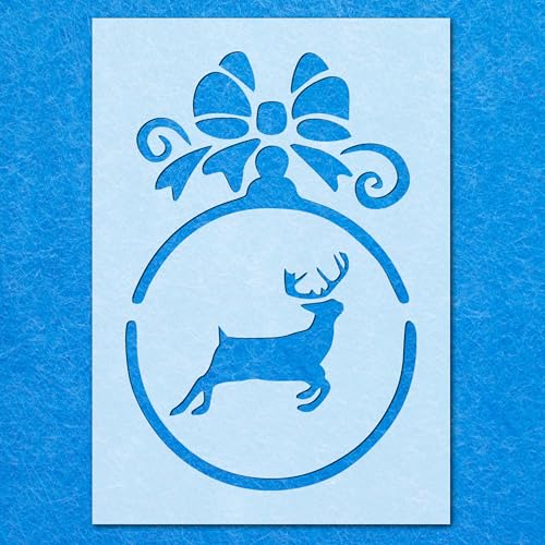 Mylar-Schablone mit Weihnachtskugeln, Reh-Dekoration, für Airbrush-Malerei, Wandkunst Mylar-Schablone mit Weihnachtskugeln, Reh-Dekoration, für Airbrush-Malerei, Wandkunst von LAZER NINJA