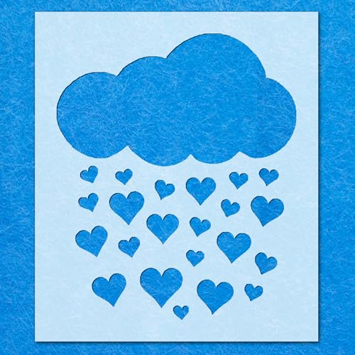 Mylar-Schablone mit Wolken und regnenden Herzen, für Airbrush-Malerei, Wandkunst von LAZER NINJA