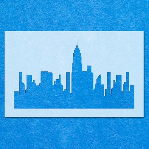 Newyork Landschaftsschablone: Mylar-Airbrush-Wandkunst, Malerei, Basteln, DIY-A2-Schablone, Designgröße (315 mm, 555 mm) von LAZER NINJA