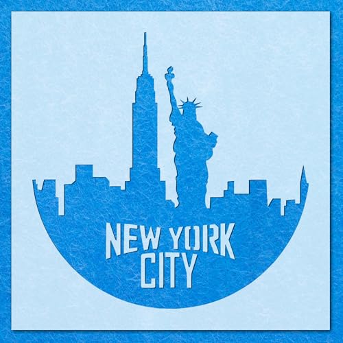 Newyork Landschaftsschablone: Mylar-Airbrush-Wandkunst, Malerei, Basteln, DIY-A5-Schablone, Designgröße (105 mm, 105 mm) von LAZER NINJA