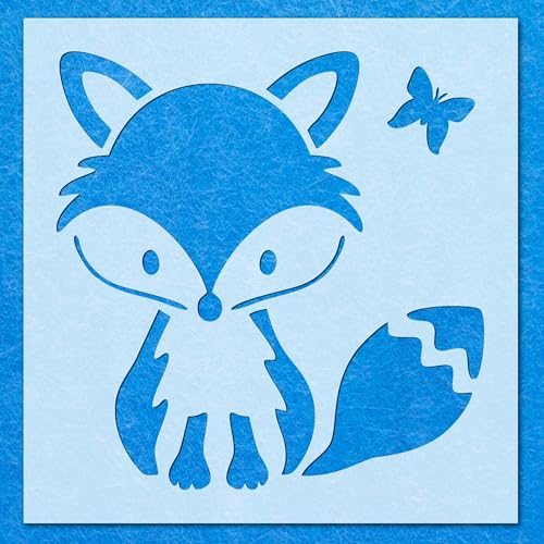 Niedliche Fuchs-Schablone, Mylar-Airbrush-Malerei, Wandkunst von LAZER NINJA