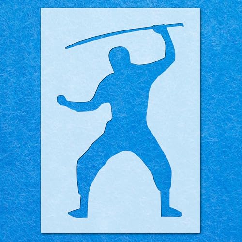 Ninja-Silhouetten-Schablone, Mylar-Airbrush-Malerei, Wandkunst Ninja-Silhouetten-Schablone, Mylar-Airbrush-Malerei, Wandkunst von LAZER NINJA