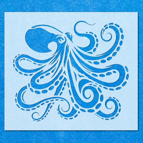 Octopus Sea Schablone: Mylar Airbrush Wandkunst Malerei Handwerk 2-190 Mikron | DIY-A4 Schablone - Designgröße (195 x 170 mm) von LAZER NINJA
