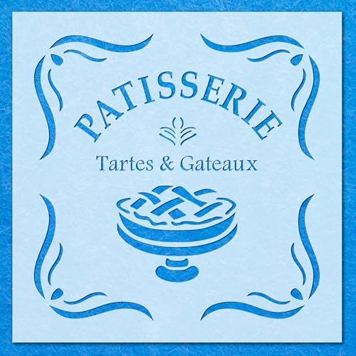 Patisserie TES Gateaux Schild Schablone: Mylar Airbrush Wandkunst Malerei Handwerk - A3 Schablone - Designgröße (258 x 257 mm) von LAZER NINJA