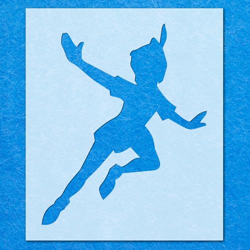 Peter Pan Schablone mit fliegender Figur: Mylar-Airbrush-Wandkunst, Malerei, Basteln, A6-Schablone, Designgröße (80 mm, 65 mm) von LAZER NINJA