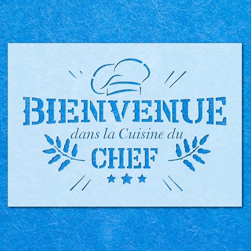 Schablone, französischer Vintage-Stil, Shabby-Chic-Stil, Willkommens-Bienvenue-Chef, Mylar-Airbrush-Malerei, Wandkunst, Handwerk Schablone, französischer Vintage-Stil, Shabby-Chic-Stil, Willkommens-Bienvenue-Chef, Mylar-Airbrush-Malerei, Wandkunst, Handwerk von LAZER NINJA